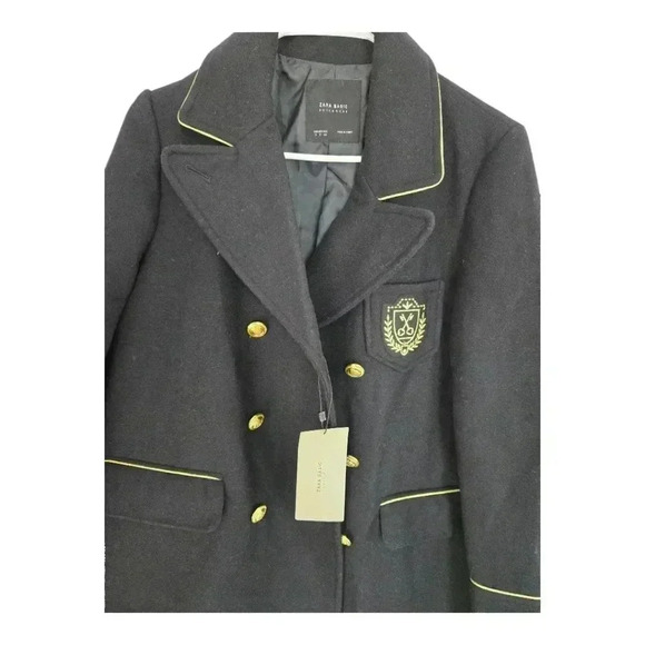 Zara Black Double-Breasted Blazer with Gold Buttons - Picture 4 of 6